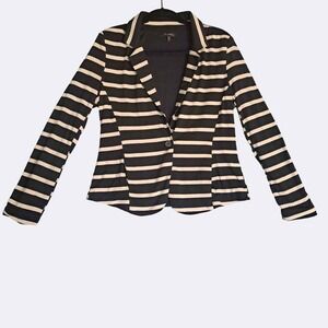 Max and Riley Blazer Sz L Women's Black & Cream One Button Long Sleeve